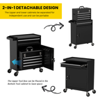 2-in-1 Detachable Rolling Tool Box 5-8 Drawers Lockable Chest Storage Cabinet Garage Workshop