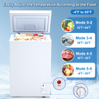 Chest Freezer 7-level Temperature Control Small Deep Compact Freezer Home Office Portable Mini Fridge