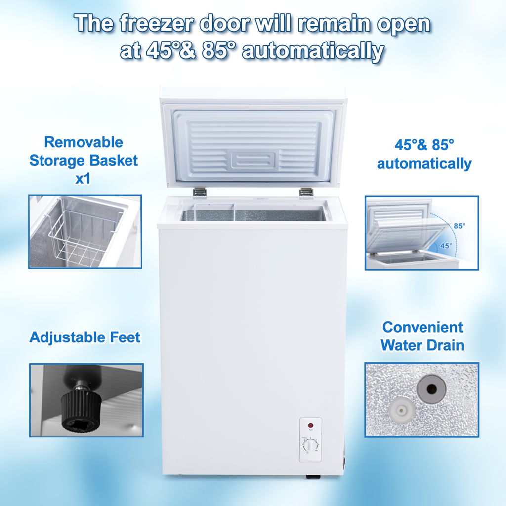 Chest Freezer 7-level Temperature Control Small Deep Compact Freezer Home Office Portable Mini Fridge