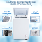 Chest Freezer 7-level Temperature Control Small Deep Compact Freezer Home Office Portable Mini Fridge