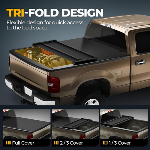 2007-2021 Toyota Tundra Soft Tri-Fold Truck Bed Tonneau Cover Without Bed Rail System