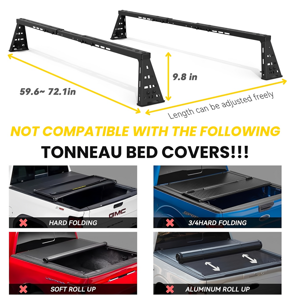 Adjustable Truck Bed Rack Accessories Only Compatible with Retractable Tonneau Covers
