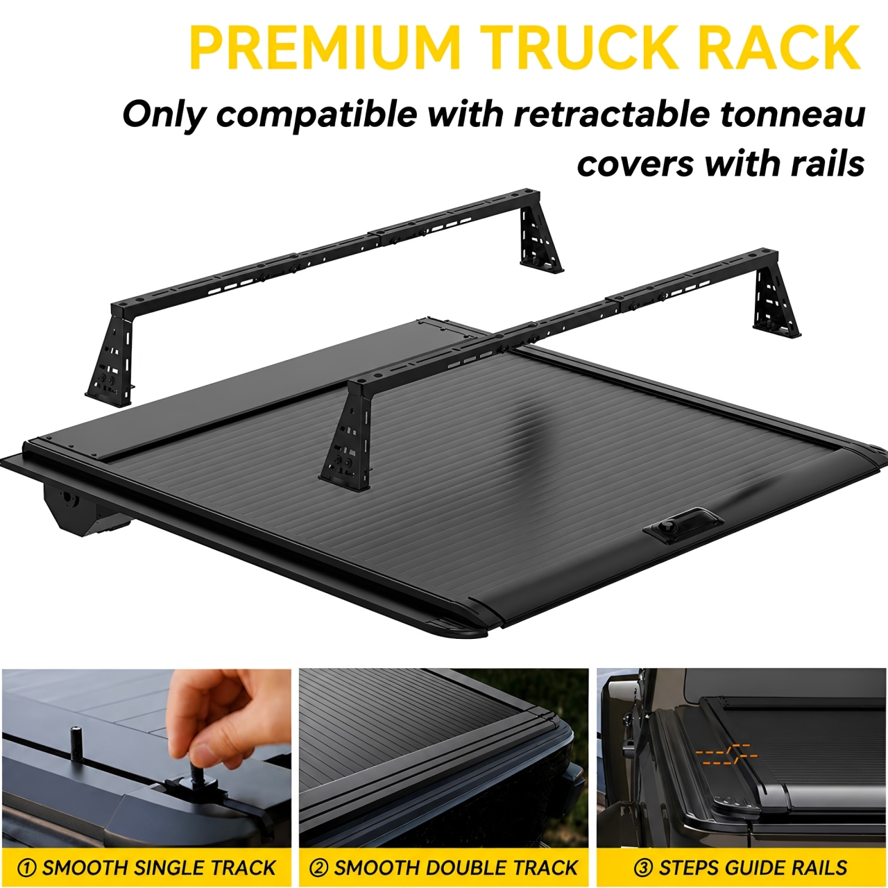 Adjustable Truck Bed Rack Accessories Only Compatible with Retractable Tonneau Covers
