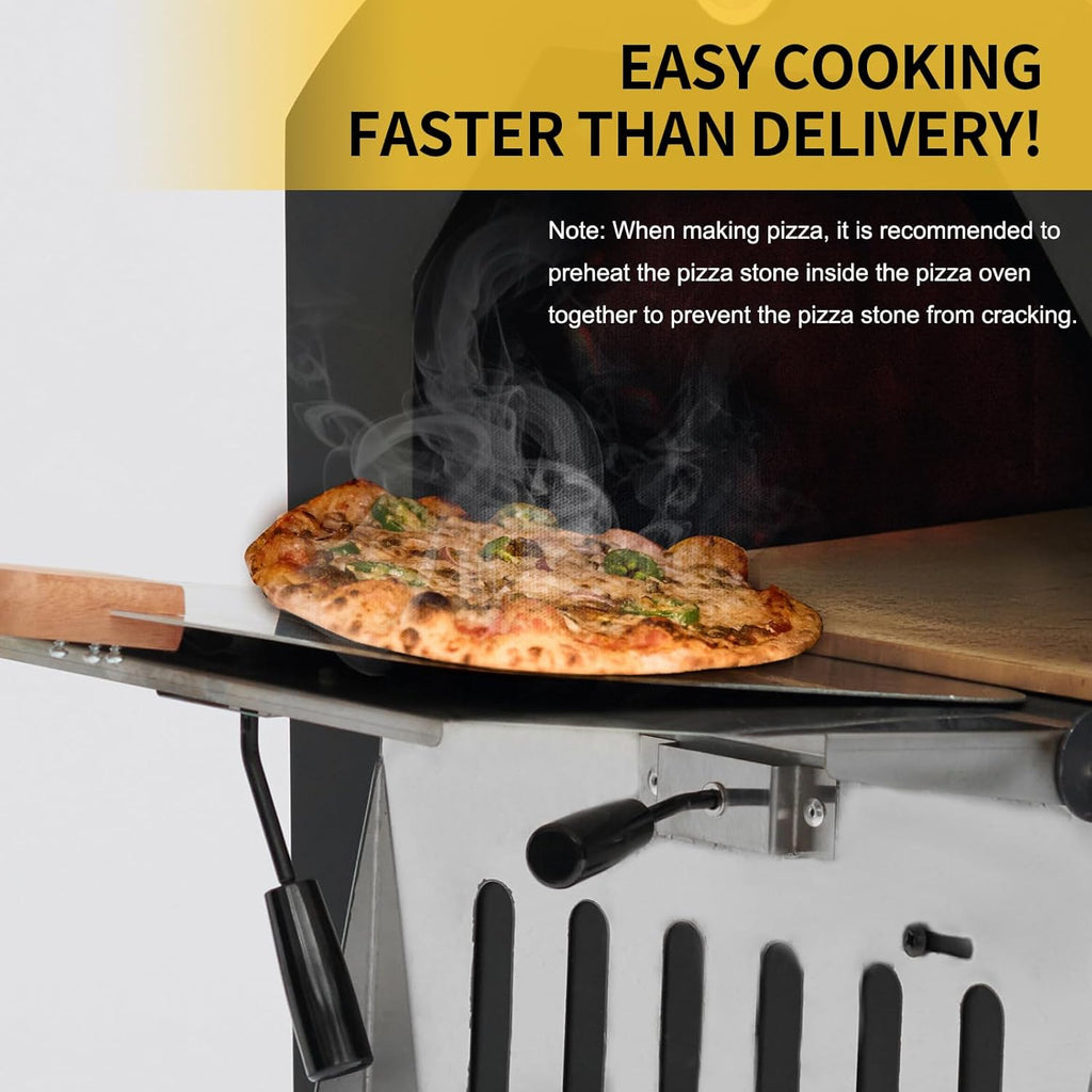 Outdoor Portable Pizza Oven Wood Thermometer Steel Grilled Barbecue Backyard Camping
