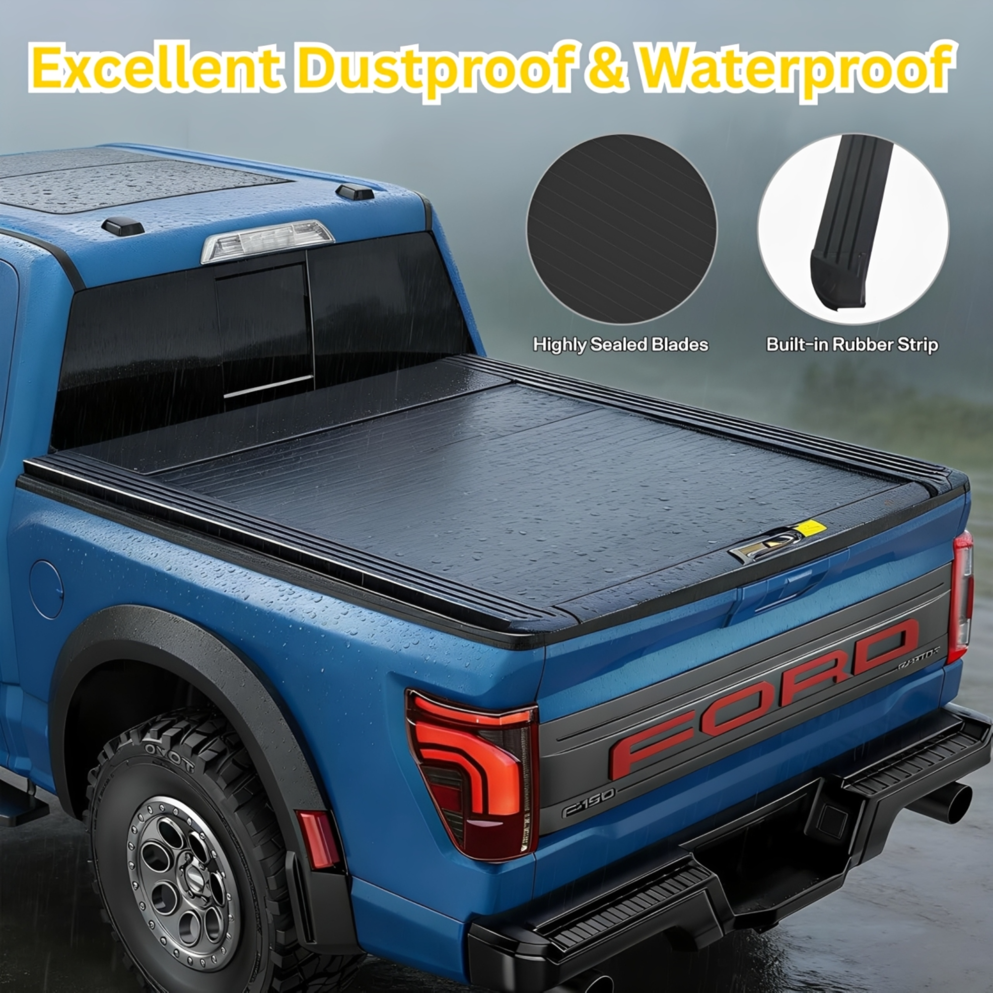 5.5ft Ford F-150 Manual Retractable Truck Bed Tonneau Cover Low-Profile Tailgate