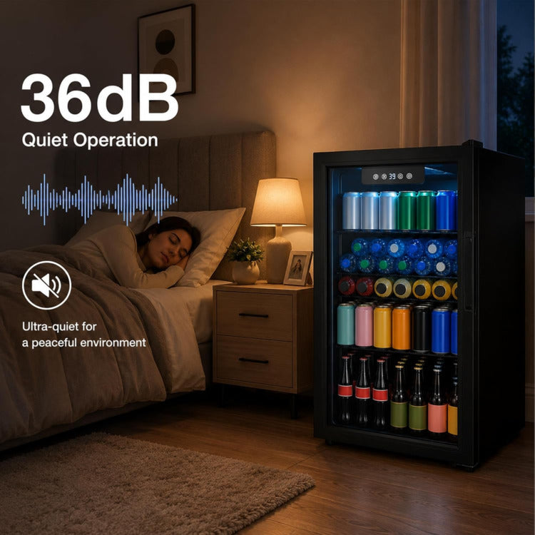 3.3 Cu Ft Beverage Refrigerator 126 Cans Mini Fridge Digital Temperature Control Cooler Home Office Bar