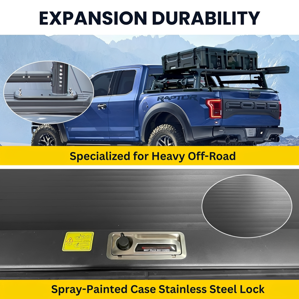 5.5ft Ford F-150 Manual Retractable Truck Bed Tonneau Cover Low-Profile Tailgate