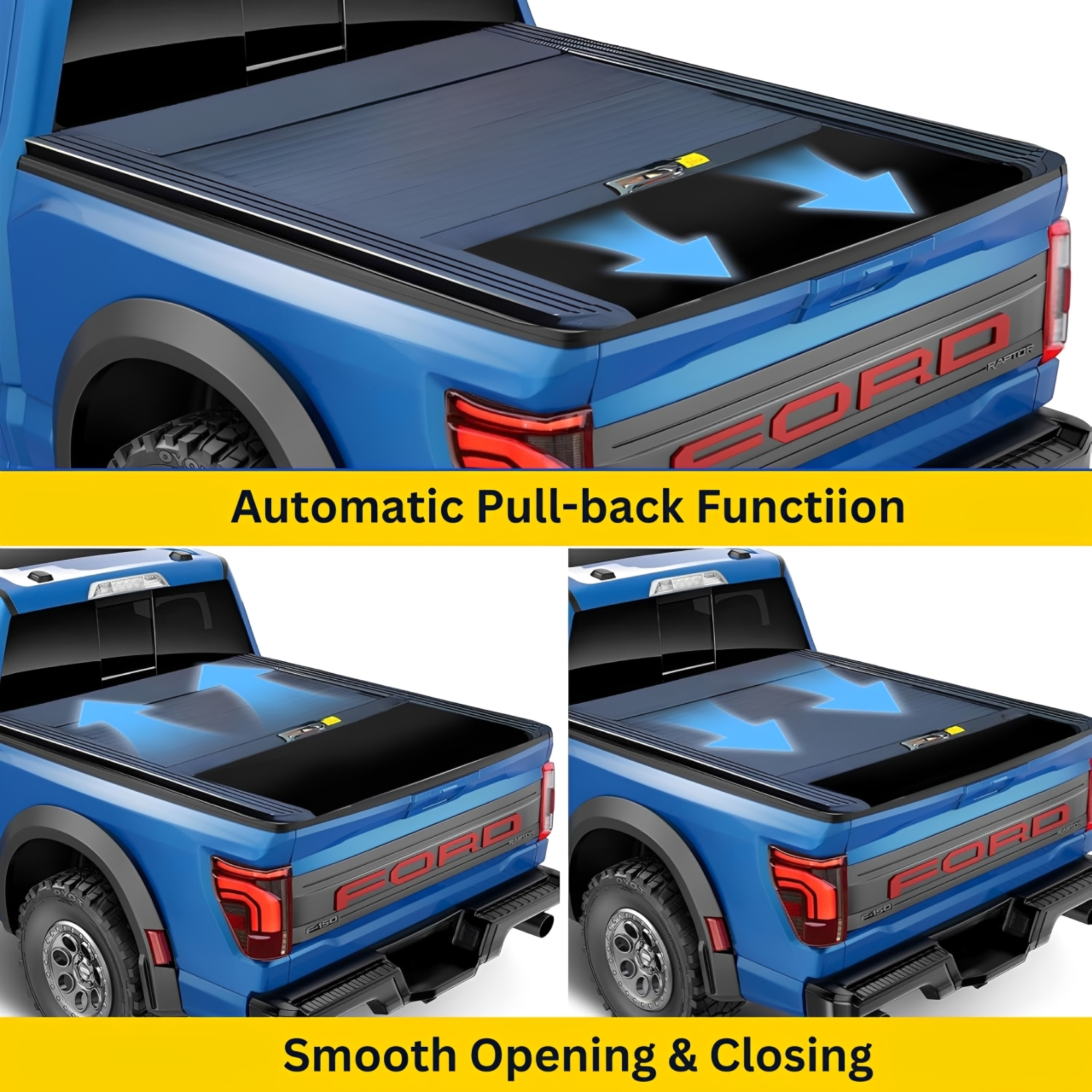 5.5ft Ford F-150 Manual Retractable Truck Bed Tonneau Cover Low-Profile Tailgate