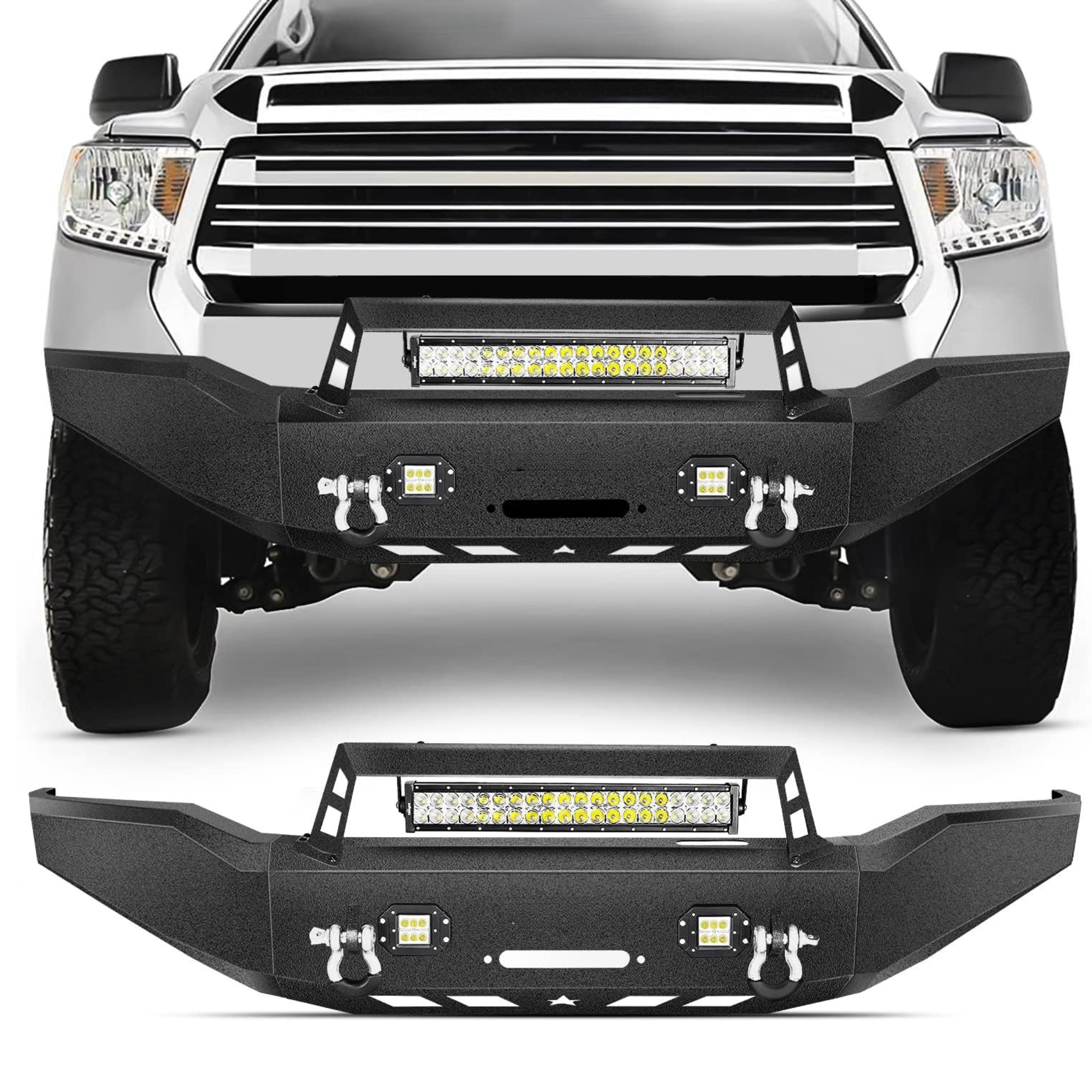 2013-2018 Dodge Ram 1500 (Excl. Rebel) & 2019-2024 Ram 1500 Classic Front Bumpers with Shackle And Light