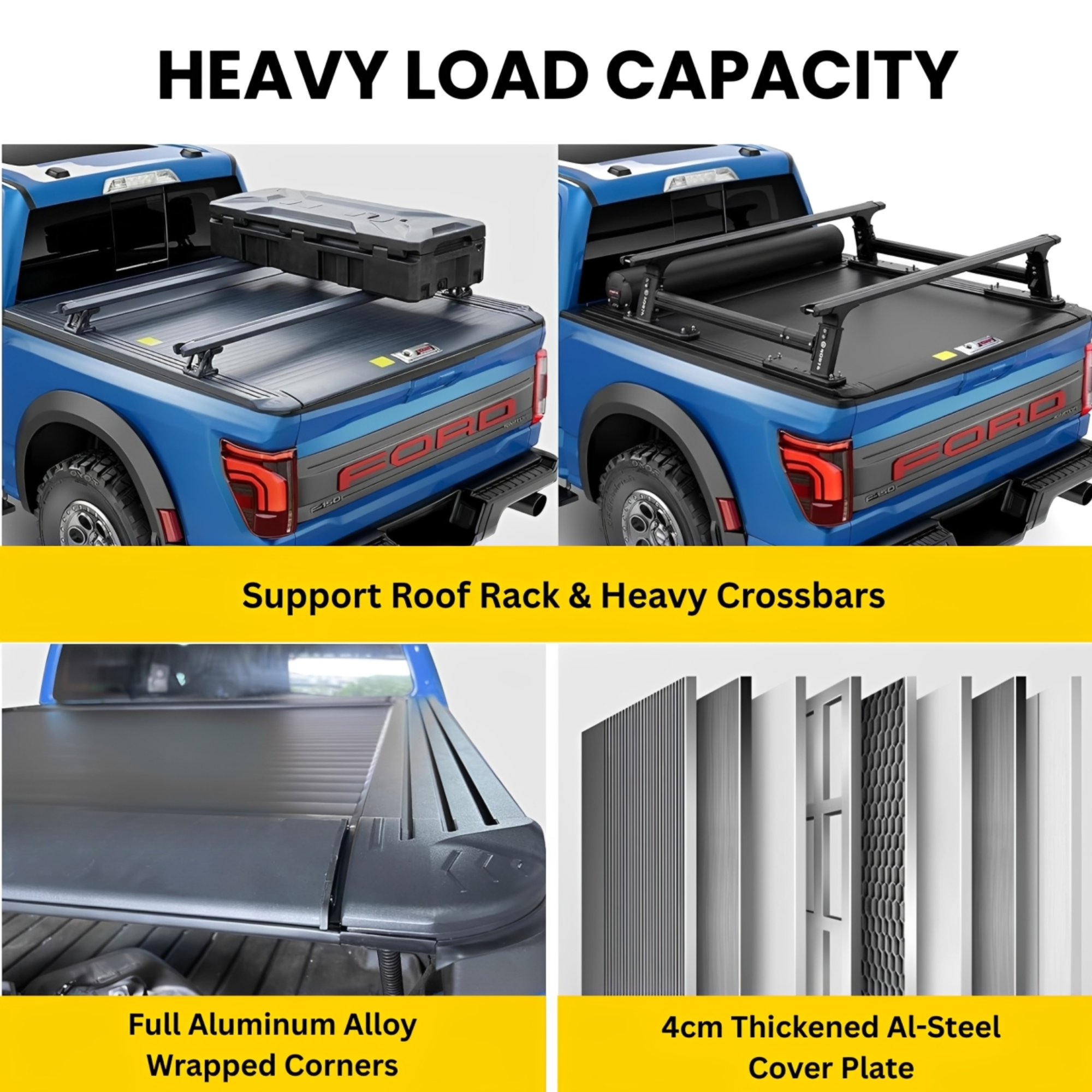 5.5ft Ford F-150 Manual Retractable Truck Bed Tonneau Cover Low-Profile Tailgate