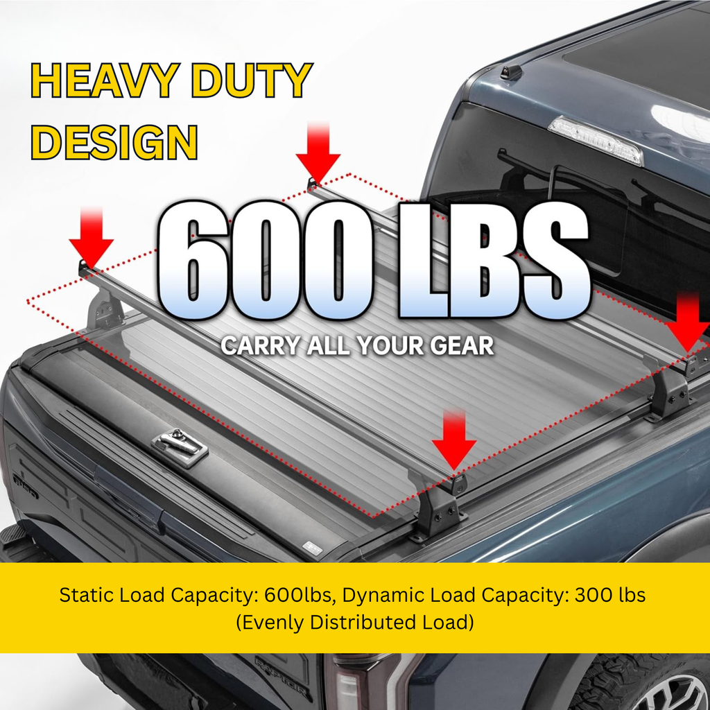 65.4'' Adjustable Bed Truck Rack T-Slot Retractable Hard Tonneau Covers Cross Bars