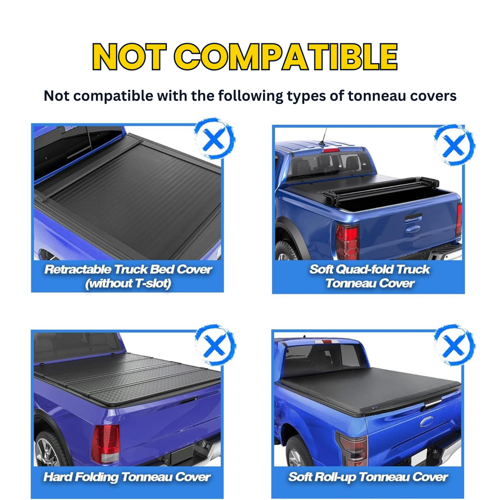 65.4'' Adjustable Bed Truck Rack T-Slot Retractable Hard Tonneau Covers Cross Bars