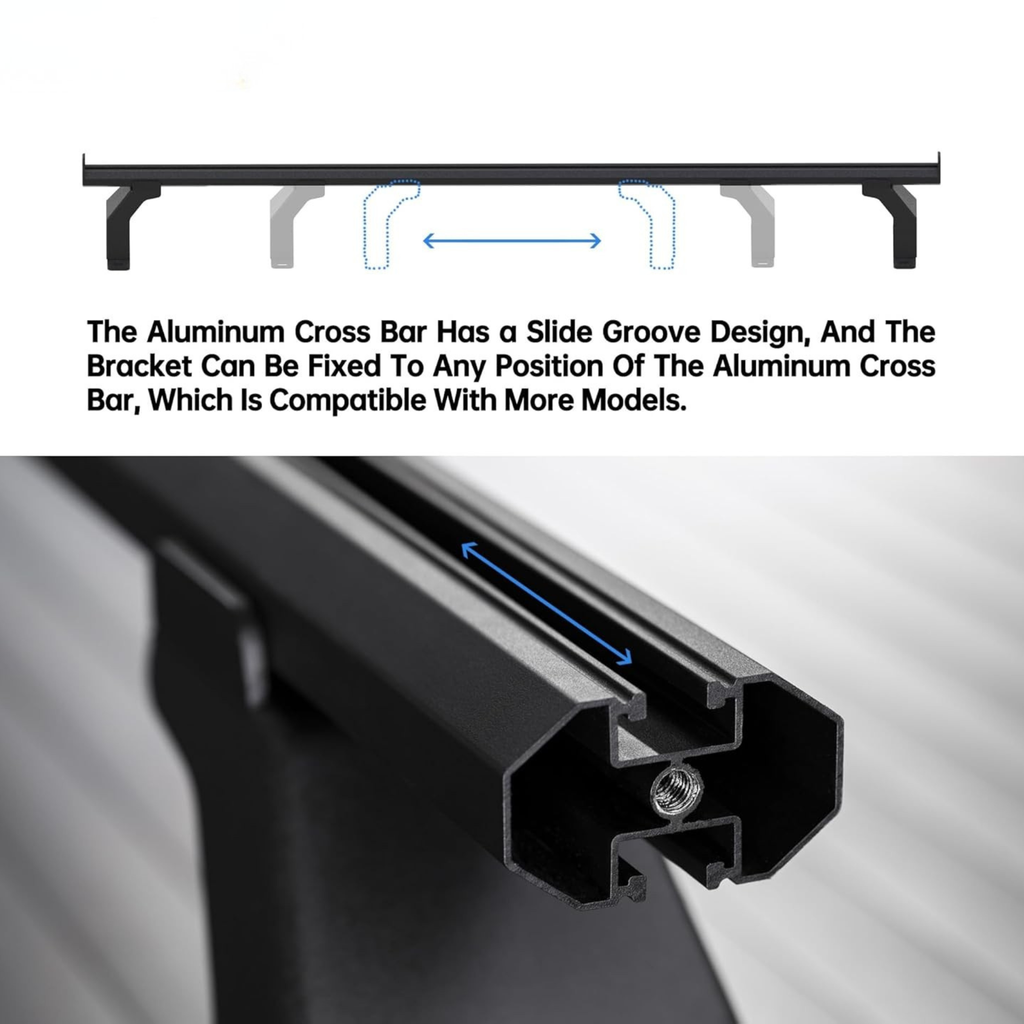 65.4'' Adjustable Bed Truck Rack T-Slot Retractable Hard Tonneau Covers Cross Bars