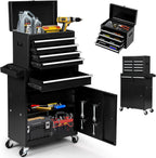 2-in-1 Detachable Rolling Tool Box 5-8 Drawers Lockable Chest Storage Cabinet Garage Workshop