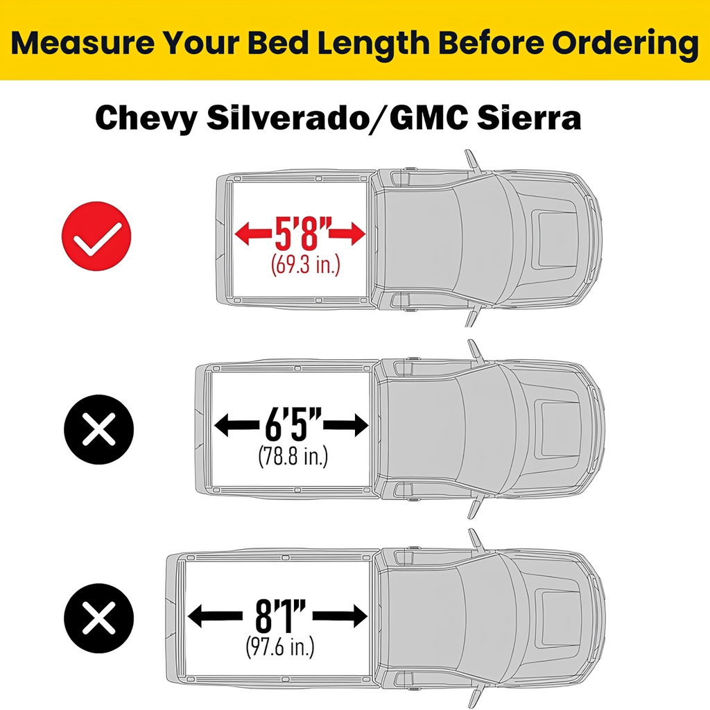 2007-2026 Chevy Silverado/GMC Sierra 1500 5.8ft Bed Hard Tri-fold Tonneau Cover