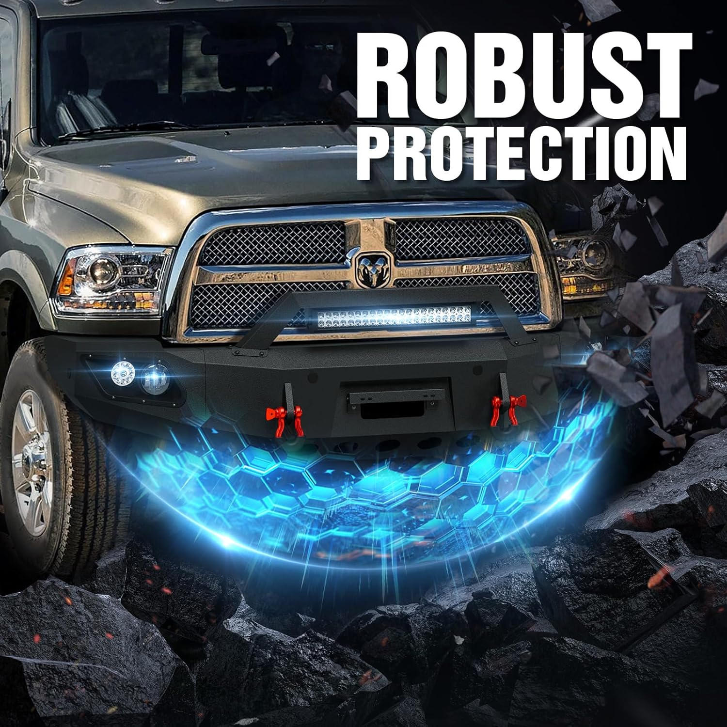 2010-2018 Dodge Ram 2500 3500 Off-Road Pickup Truck Front Bumpers With Winch Plate