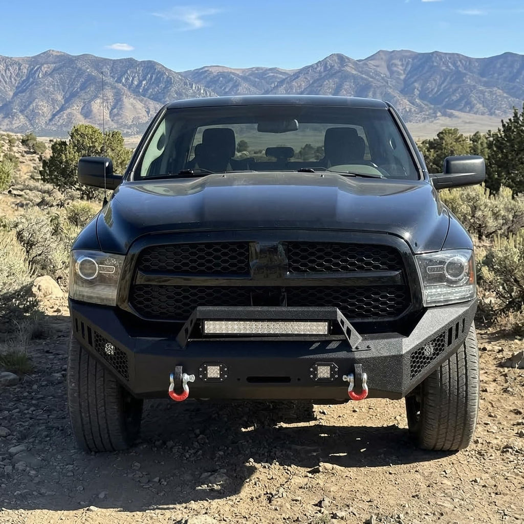2013-2018 RAM 1500 Full Width Front Bumper Off Road Heavy Duty Winch Plate With Lights