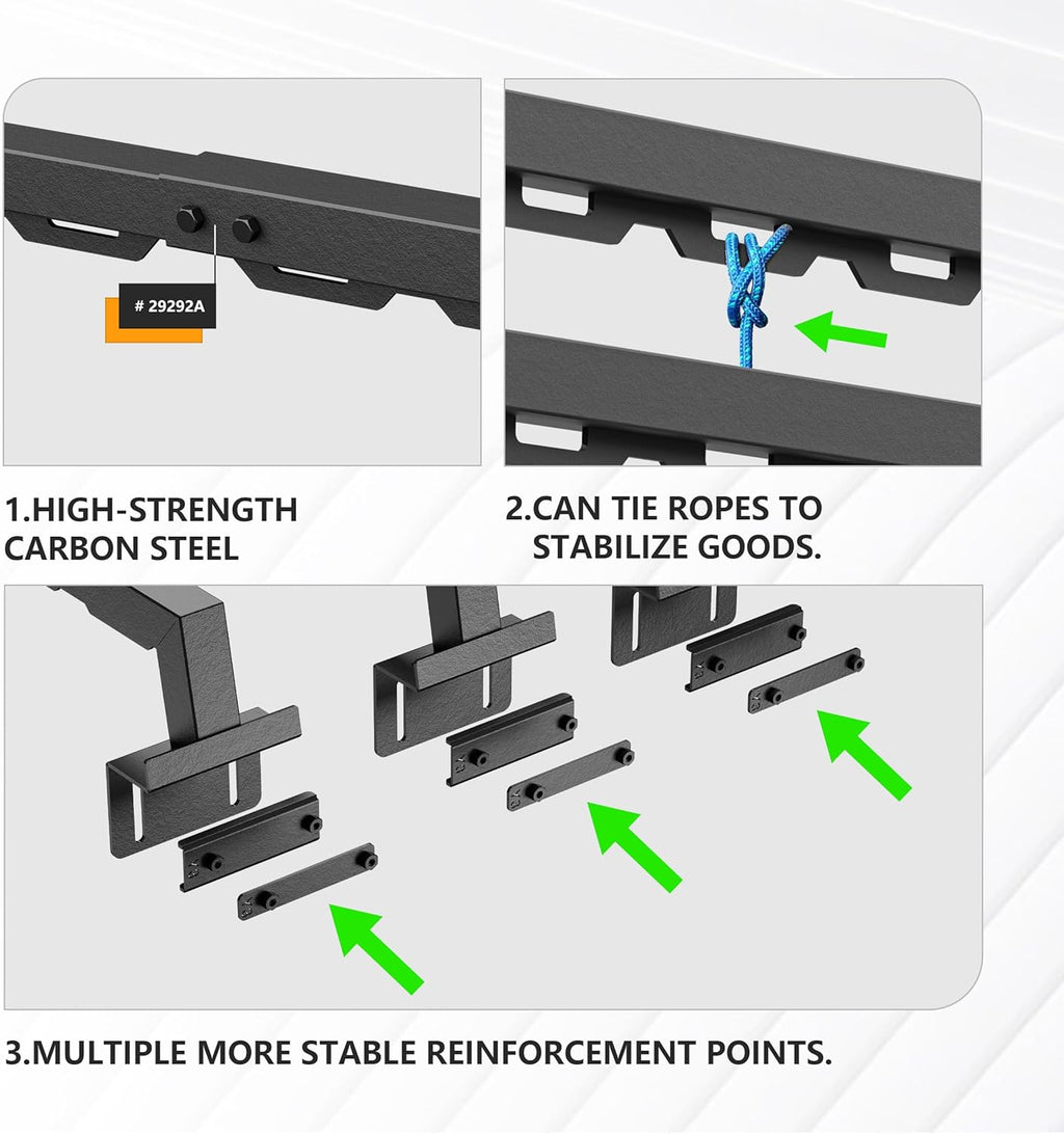 Adjustable Truck Bed Rack with 2 Cross Bars Heavy Duty Universal No Drilling Installation