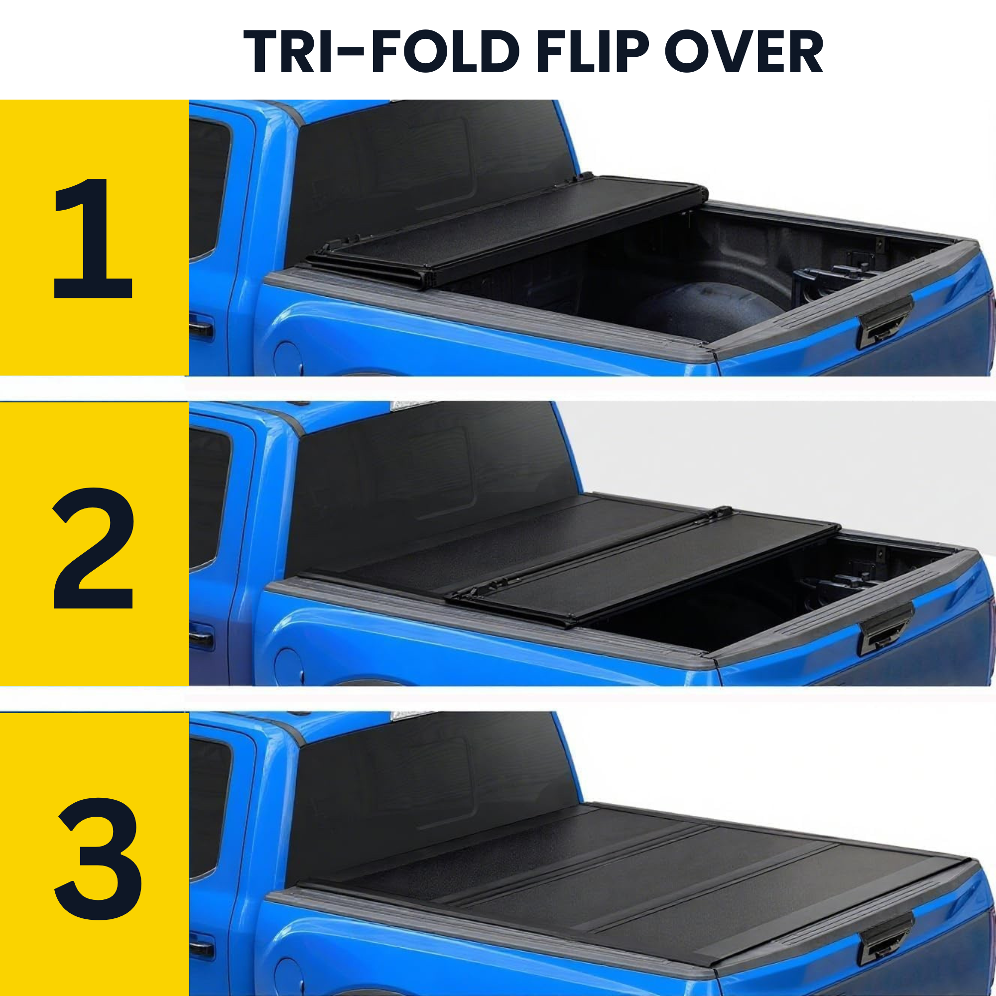 Low-Profile Hard Tri-Fold Tonneau Cover 6.6FT Truck Bed With Track System
