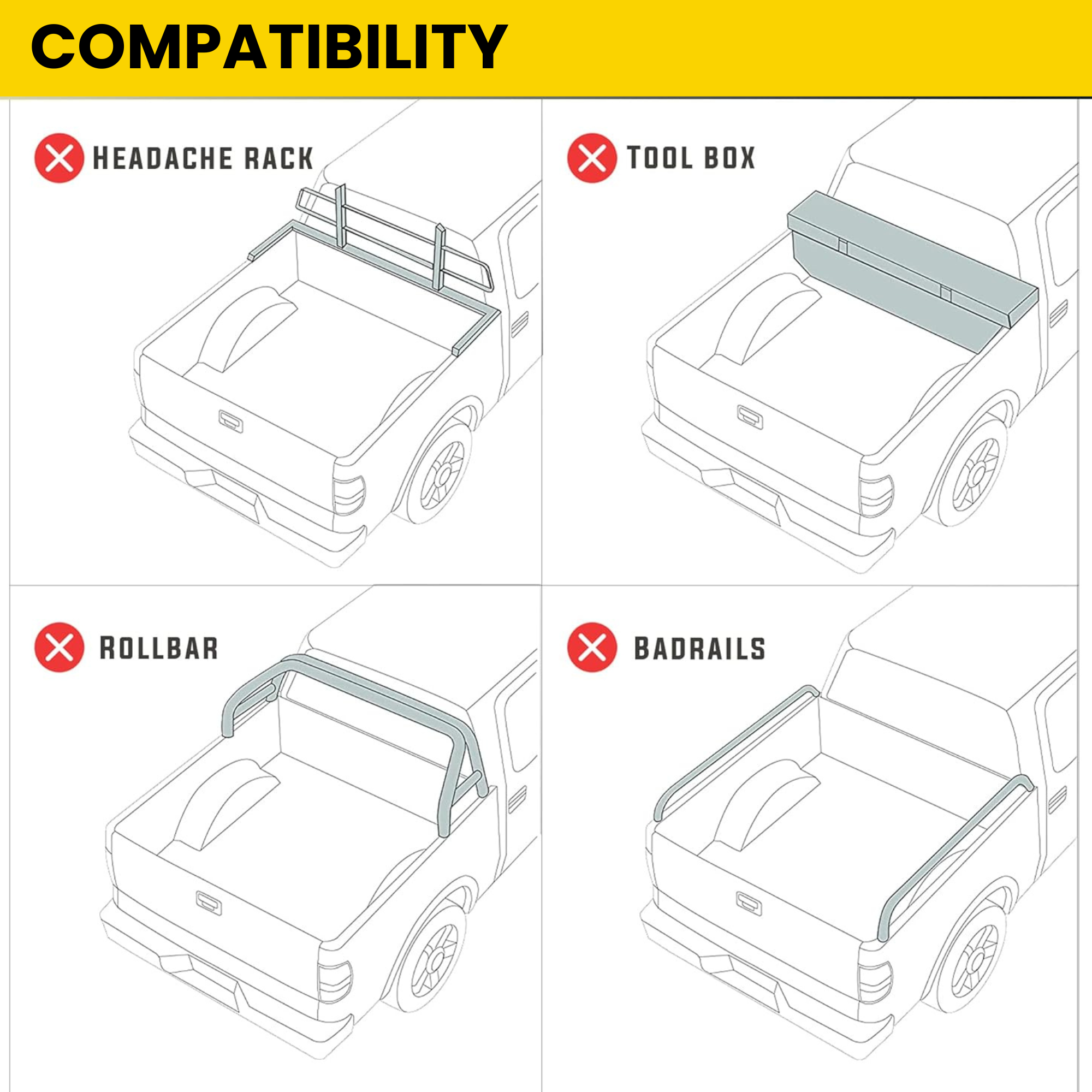 Low-Profile Hard Tri-Fold Tonneau Cover 6.6FT Truck Bed With Track System