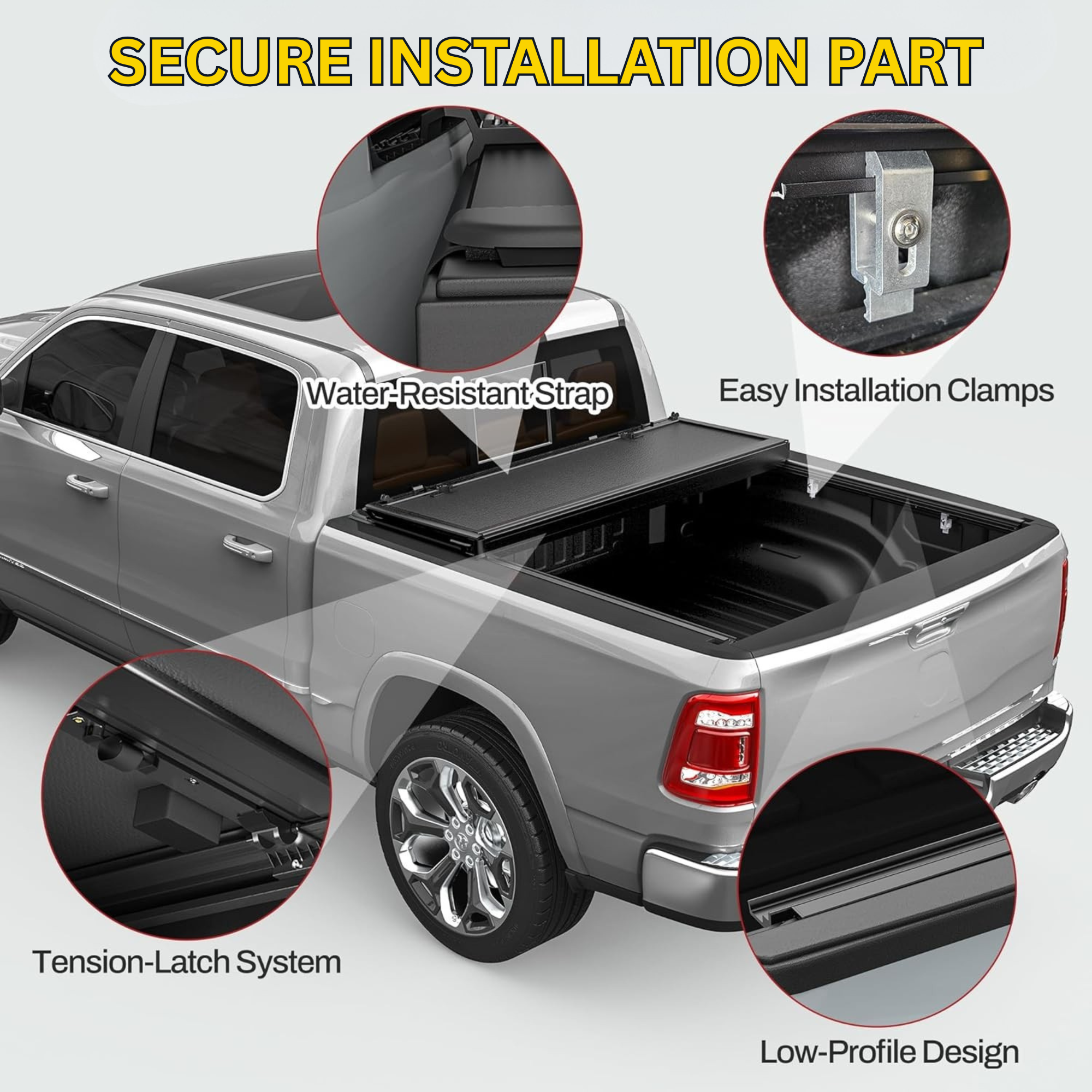 2005-2026 Nissan Frontier 5FT Bed Low-Profile Hard Tri-Fold Truck Bed Tonneau Cover