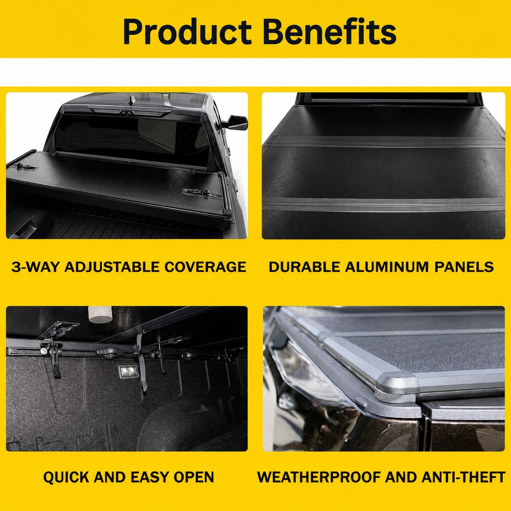 2007-2026 Chevy Silverado/GMC Sierra 1500 5.8ft Bed Hard Tri-fold Tonneau Cover