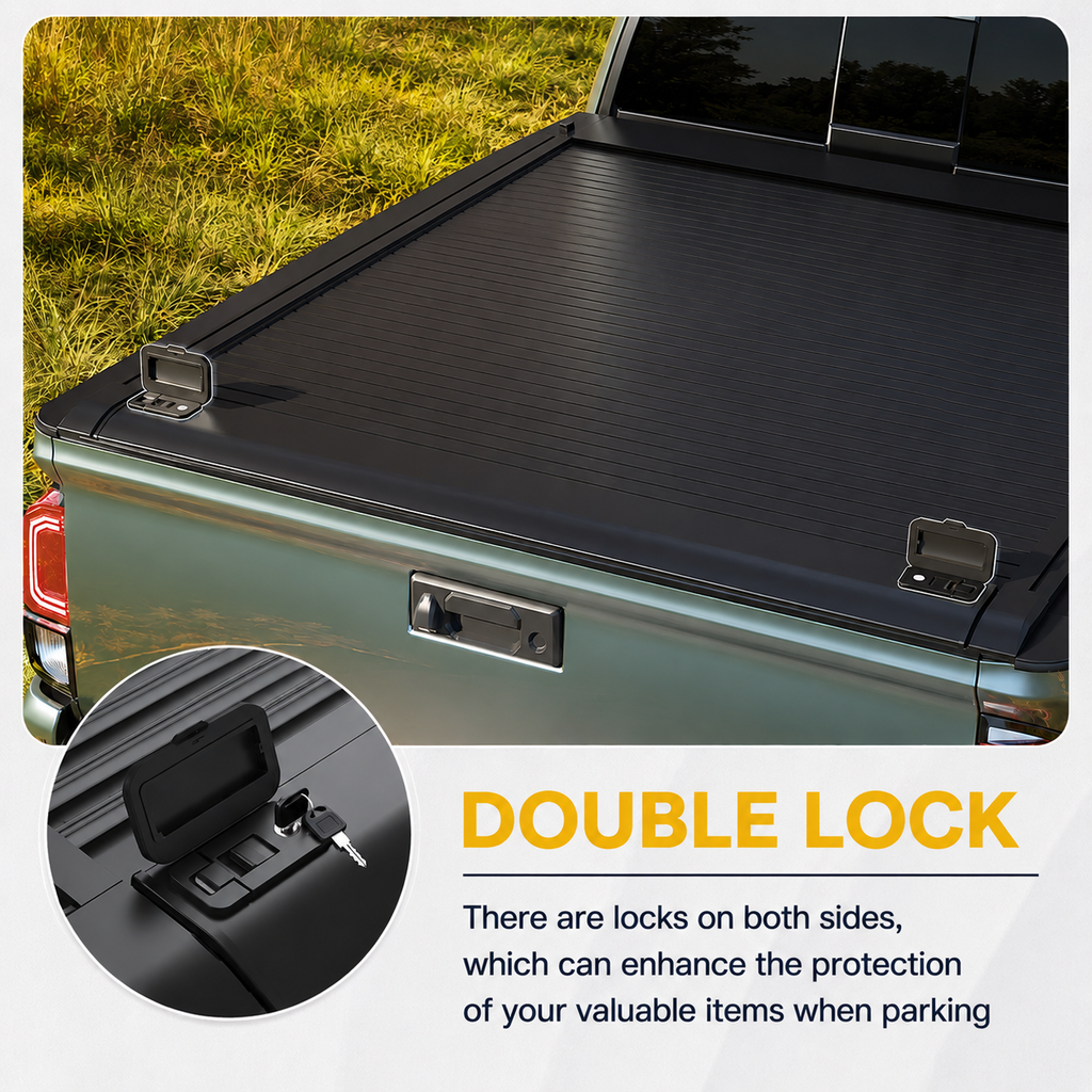 2015-2026 Chevy Silverado/GMC Sierra 1500 5.8FT Retractable Tonneau Cover with Key Lock & LED Light