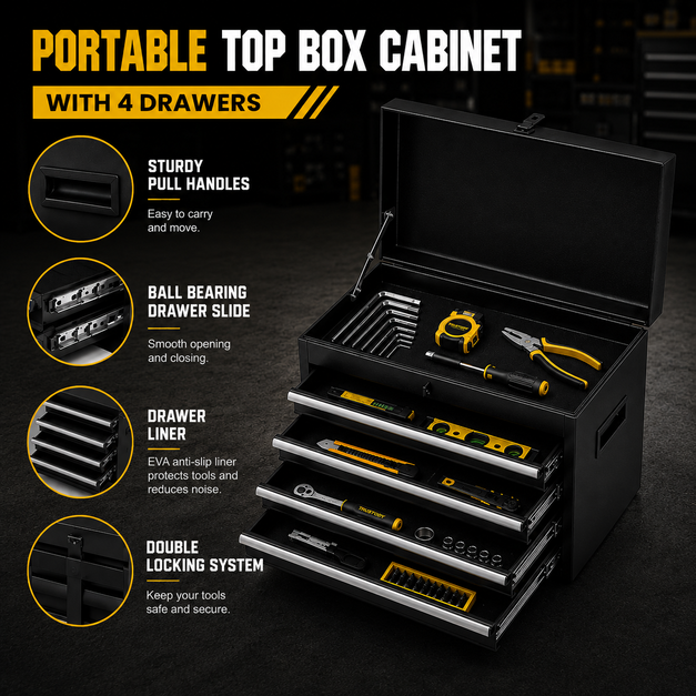 Rolling Tool Box 5-8 Drawers Lockable 2-in-1 Detachable Chest Storage Cabinet Garage Workshop