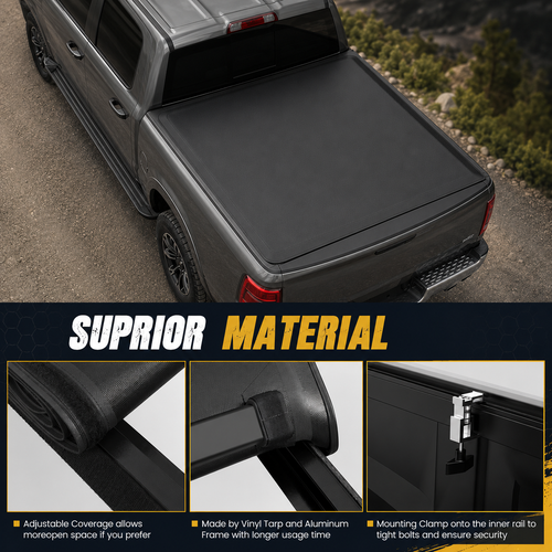 2000-2006 Toyota Tundra Soft Roll Up 6.5FT Bed Tonneau Cover Vinyl Waterproof with LED Light