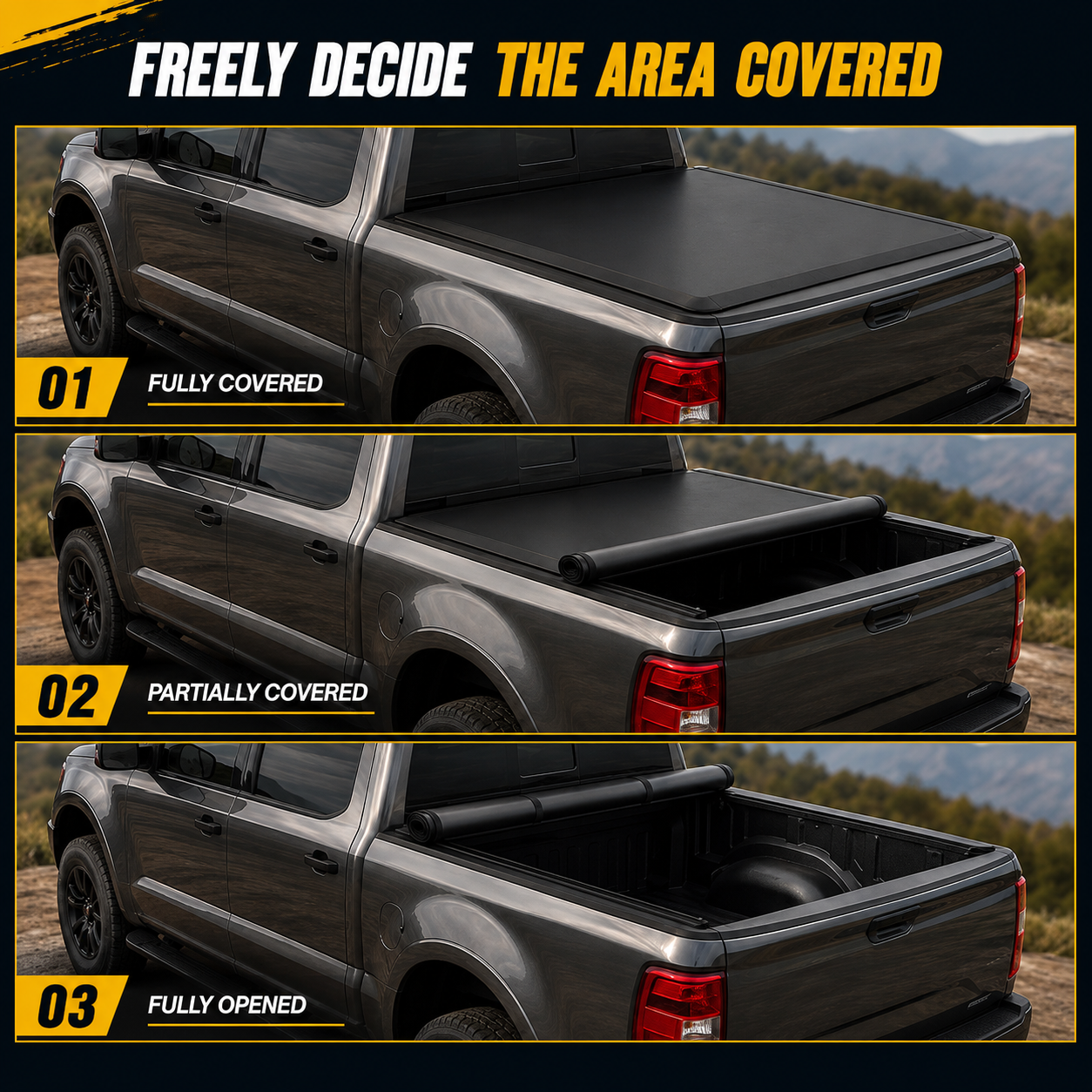2000-2006 Toyota Tundra Soft Roll Up 6.5FT Bed Tonneau Cover Vinyl Waterproof with LED Light
