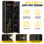 Biometric Gun Safe For Rifles And Pistols 12-15 Large Gun Cabinet with Fingerprint & Digital Keypad Adjustable Shelves