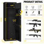 Biometric Gun Safe For Rifles And Pistols 12-15 Large Gun Cabinet with Fingerprint & Digital Keypad Adjustable Shelves