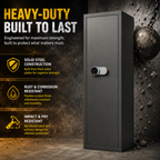 12-15 Gun Safe for Rifles and Pistols Anti-Pry Steel Digital Keypad Lock Adjustable Shelves Secure