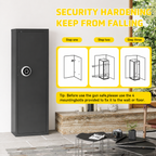 Biometric Gun Safe For Rifles And Pistols 12-15 Large Gun Cabinet with Fingerprint & Digital Keypad Adjustable Shelves