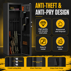 Biometric Gun Safe For Rifles And Pistols 12-15 Large Gun Cabinet with Fingerprint & Digital Keypad Adjustable Shelves