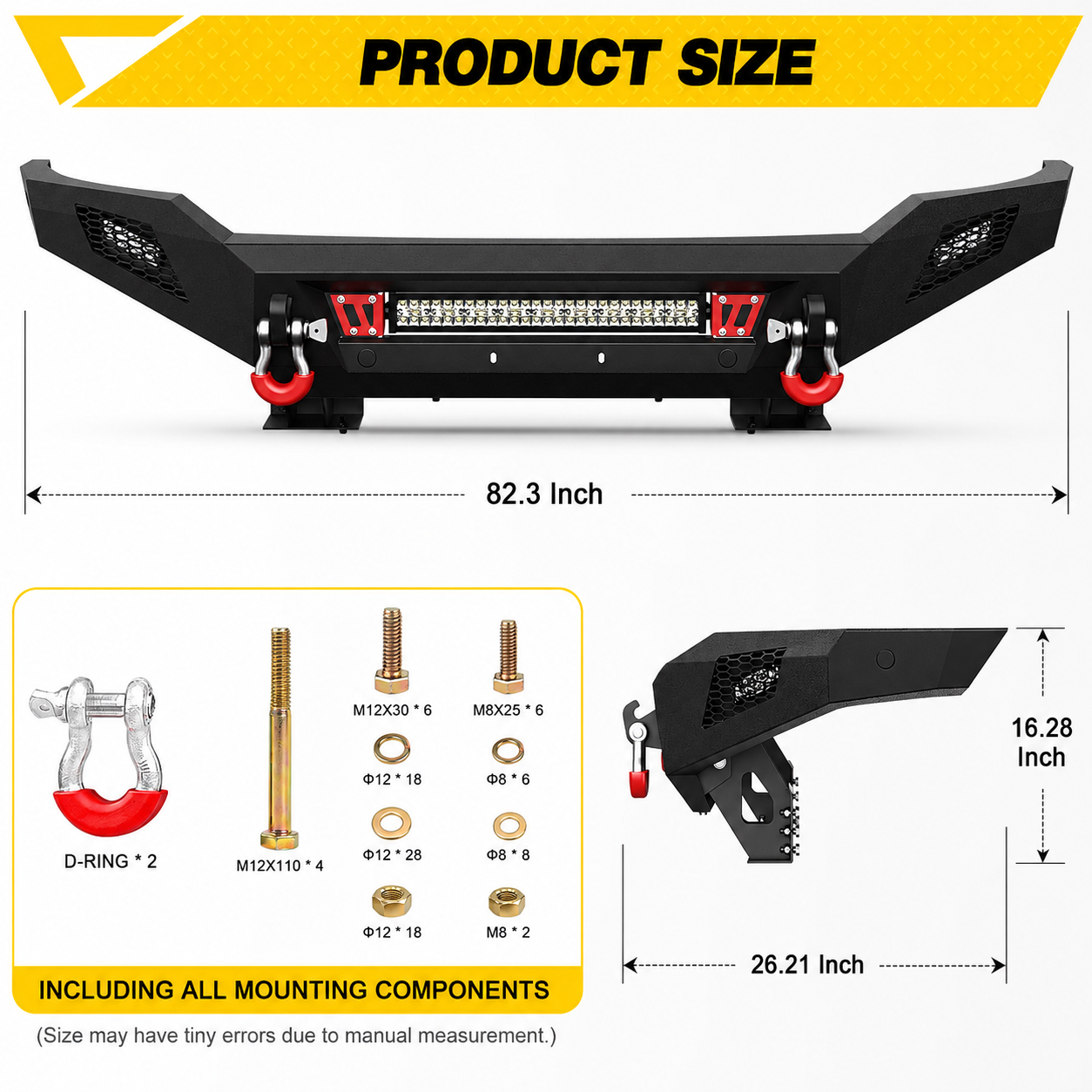 2007-2013 Toyota Tundra Front Bumper Full Width Light D-rings