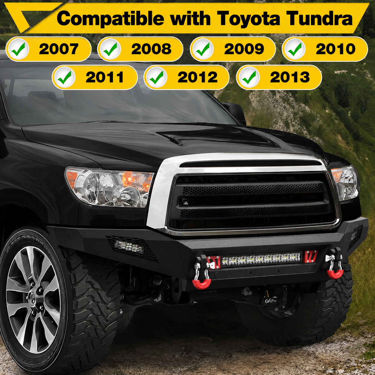2007-2013 Toyota Tundra Front Bumper Full Width Light D-rings