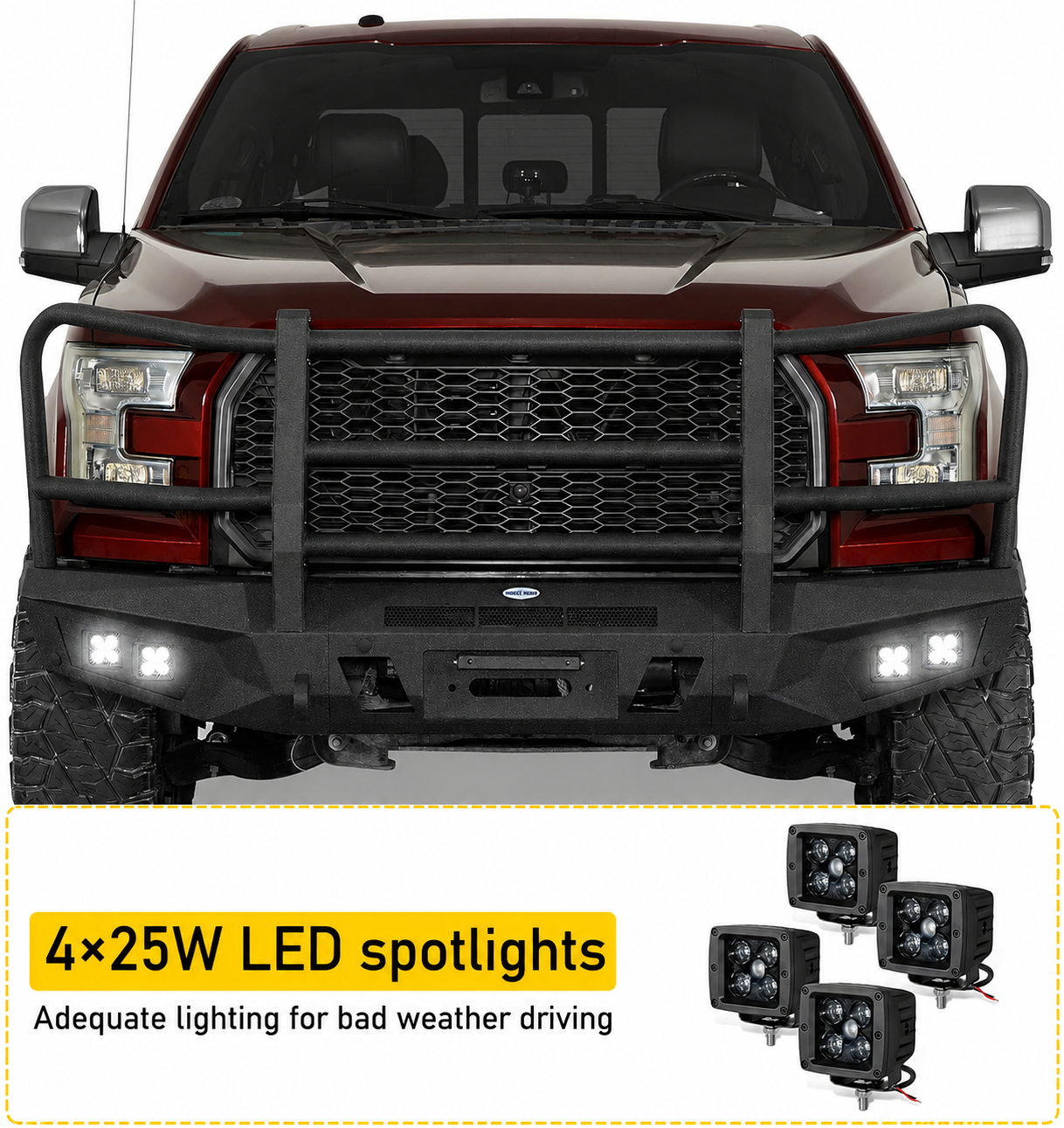 2015-2017 Ford F-150 (Exclude Raptor) Off-road Heavy Duty Steel Bumpers Push Bull Bar