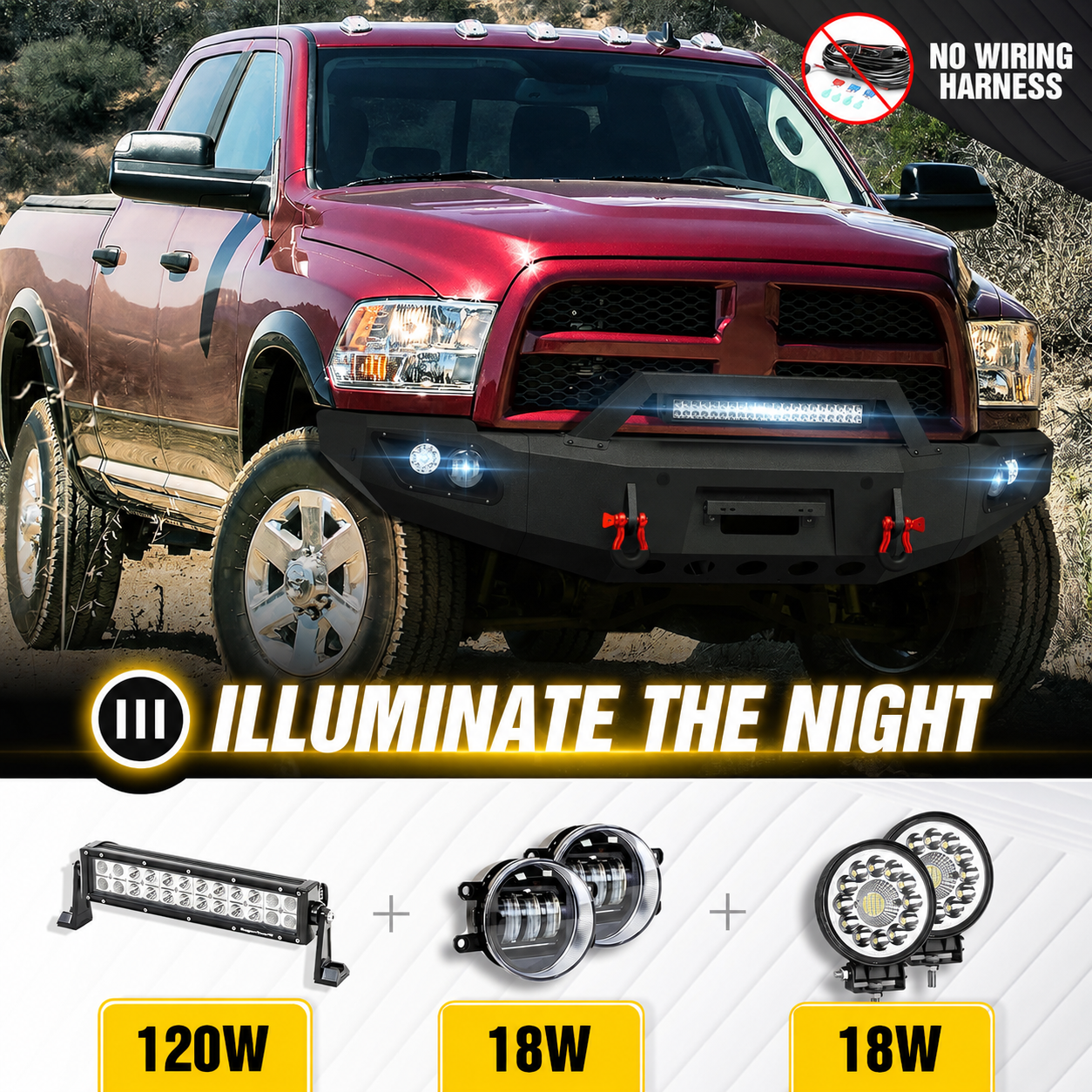 2010-2018 Dodge Ram 2500 3500 Off-Road Pickup Truck Front Bumpers With Winch Plate