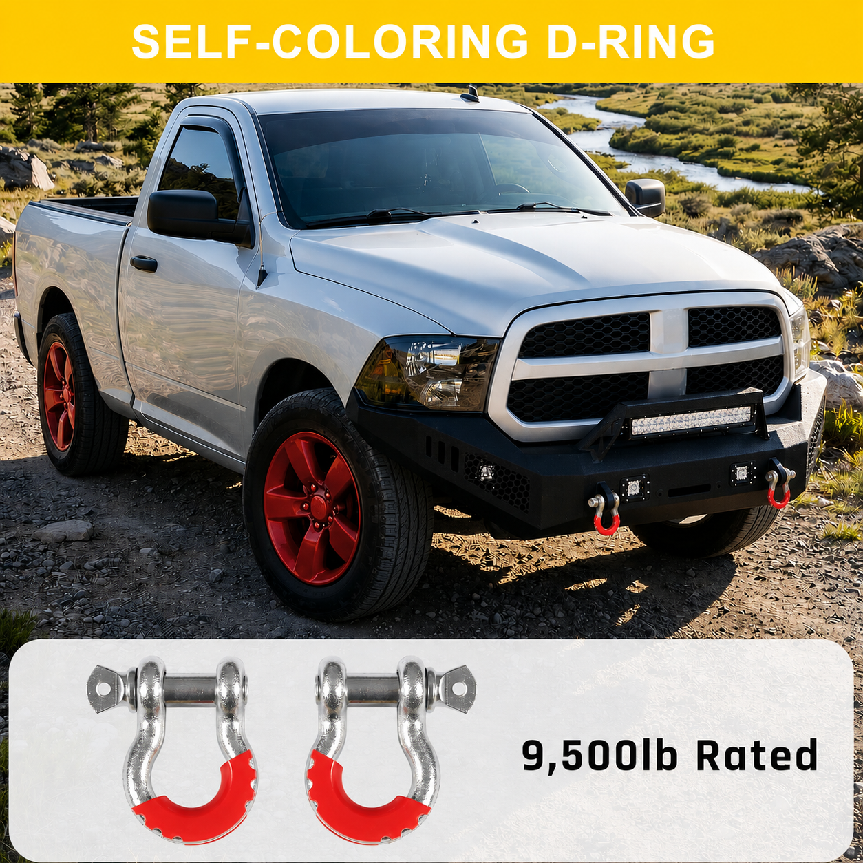 2013-2018 RAM 1500 Full Width Front Bumper Off Road Heavy Duty Winch Plate With Lights
