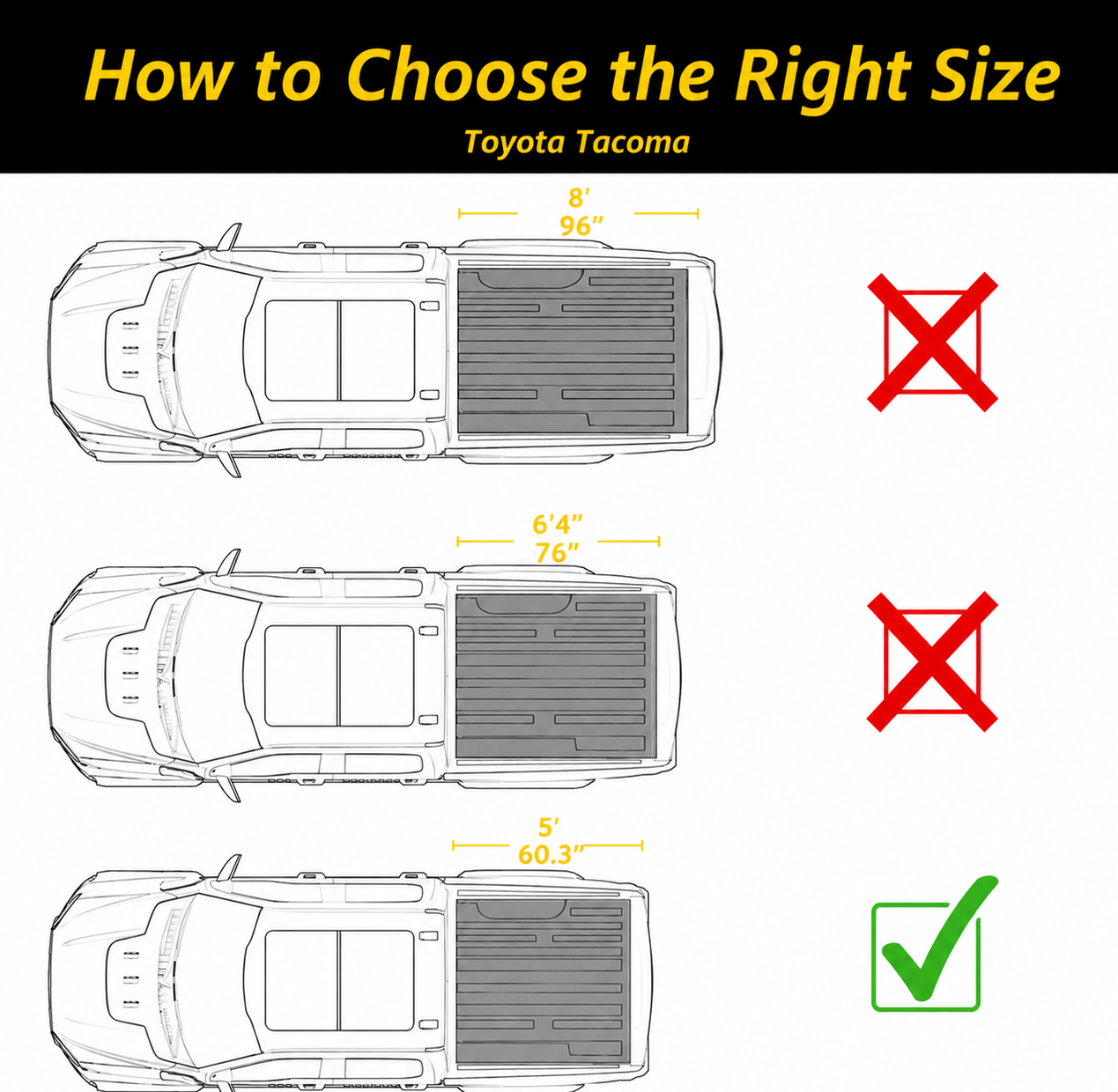 2016-2026 Toyota Tacoma 5FT Bed Retractable Tonneau Cover Password Lock & OE Track System