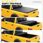 2016-2026 Toyota Tacoma 5FT Truck Bed Soft Tri-Fold Tonneau Cover With Deck Rail System