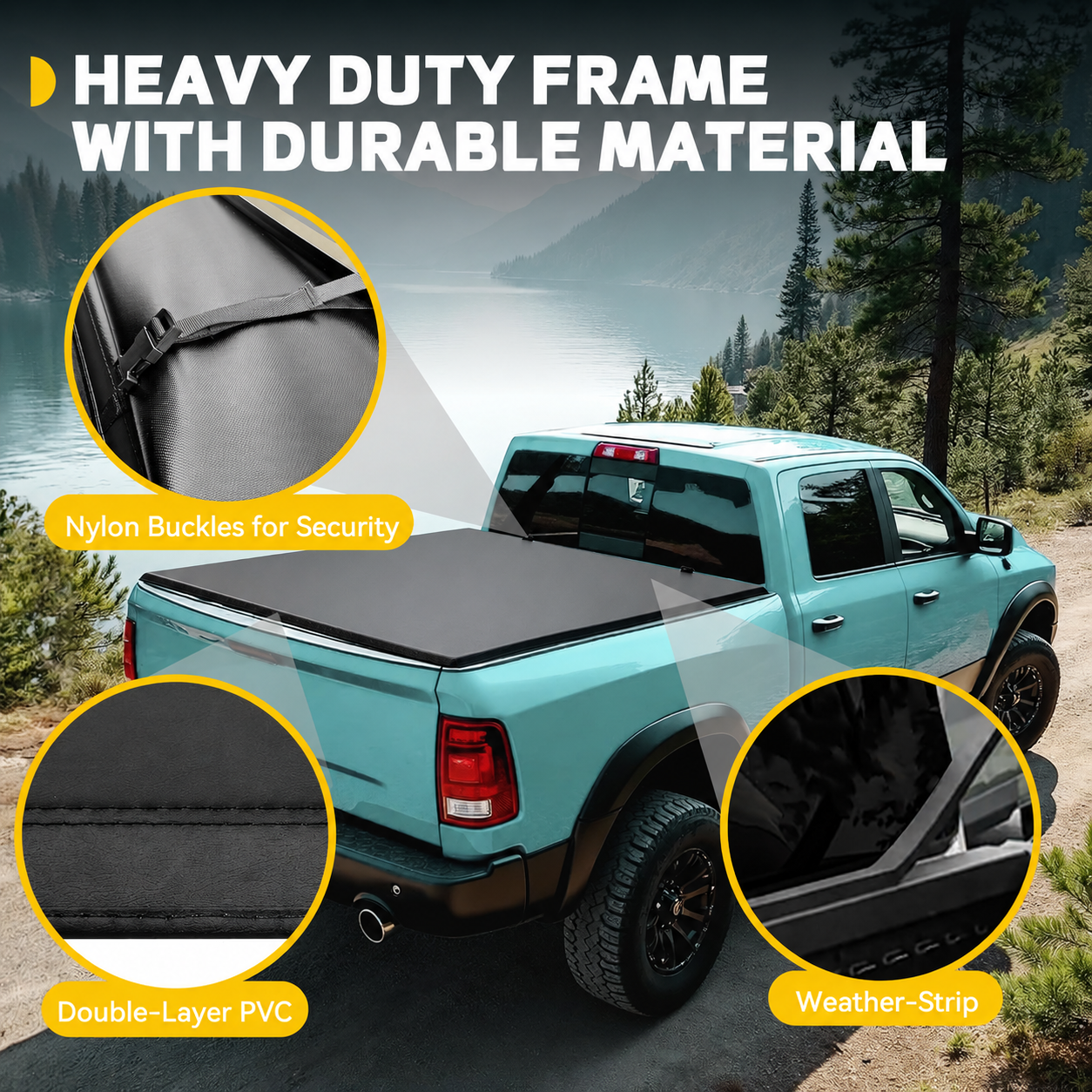 2020-2026 Chevy Silverado/GMC Sierra 2500 3500 HD 6.9FT Soft Quad-Fold Truck Tonneau Cover