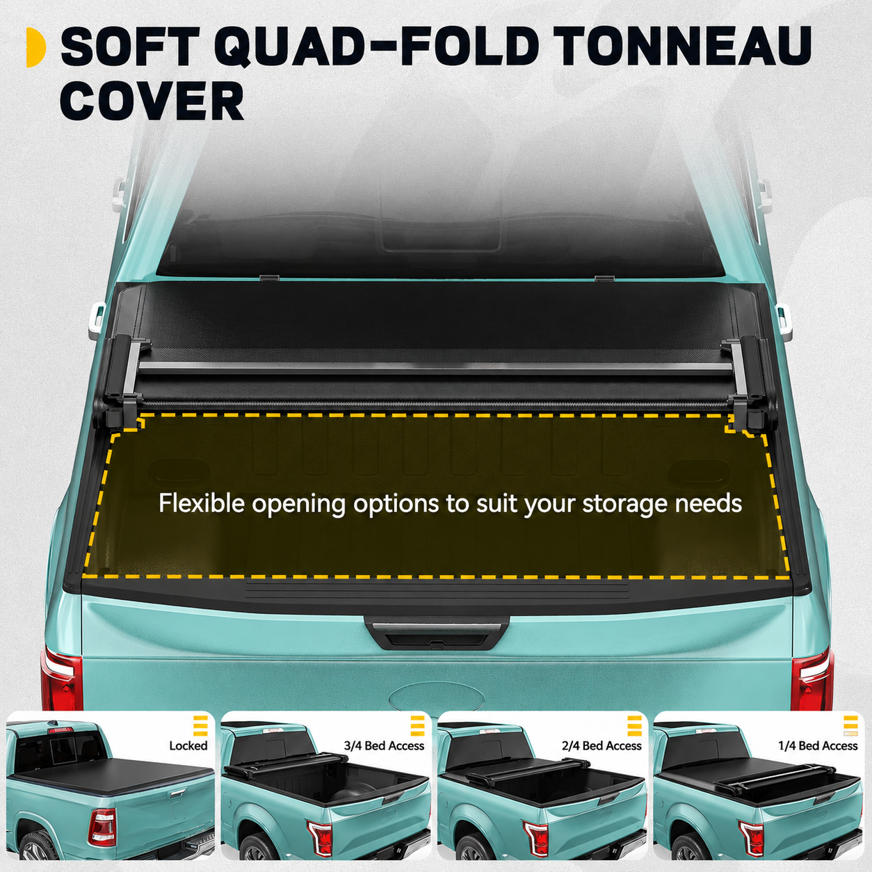2020-2026 Chevy Silverado/GMC Sierra 2500 3500 HD 6.9FT Soft Quad-Fold Truck Tonneau Cover