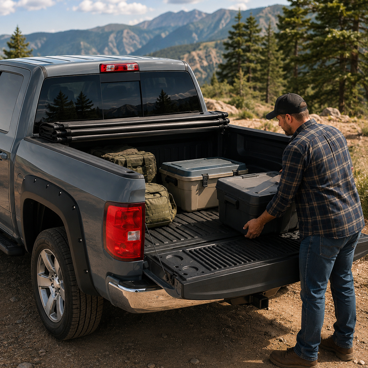 2017-2020 Nissan Titan 5.5FT Truck Bed Soft Vinyl Tri-fold Adjustable Tonneau Cover