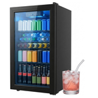 3.3 Cu Ft Beverage Refrigerator 126 Cans Mini Fridge Digital Temperature Control Cooler Home Office Bar