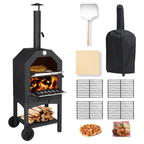 Outdoor Portable Pizza Oven Wood Thermometer Steel Grilled Barbecue Backyard Camping