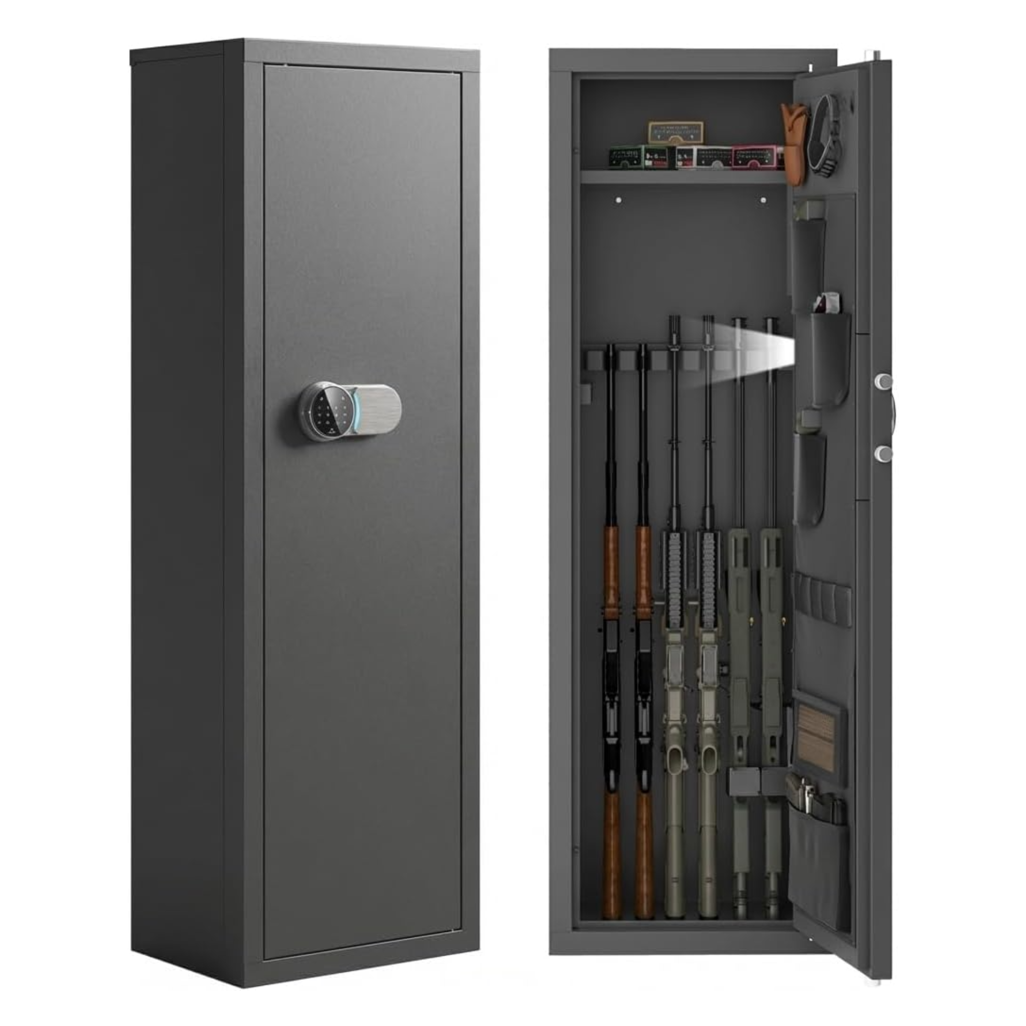 12-15 Gun Safe for Rifles and Pistols Anti-Pry Steel Digital Keypad Lock Adjustable Shelves Secure