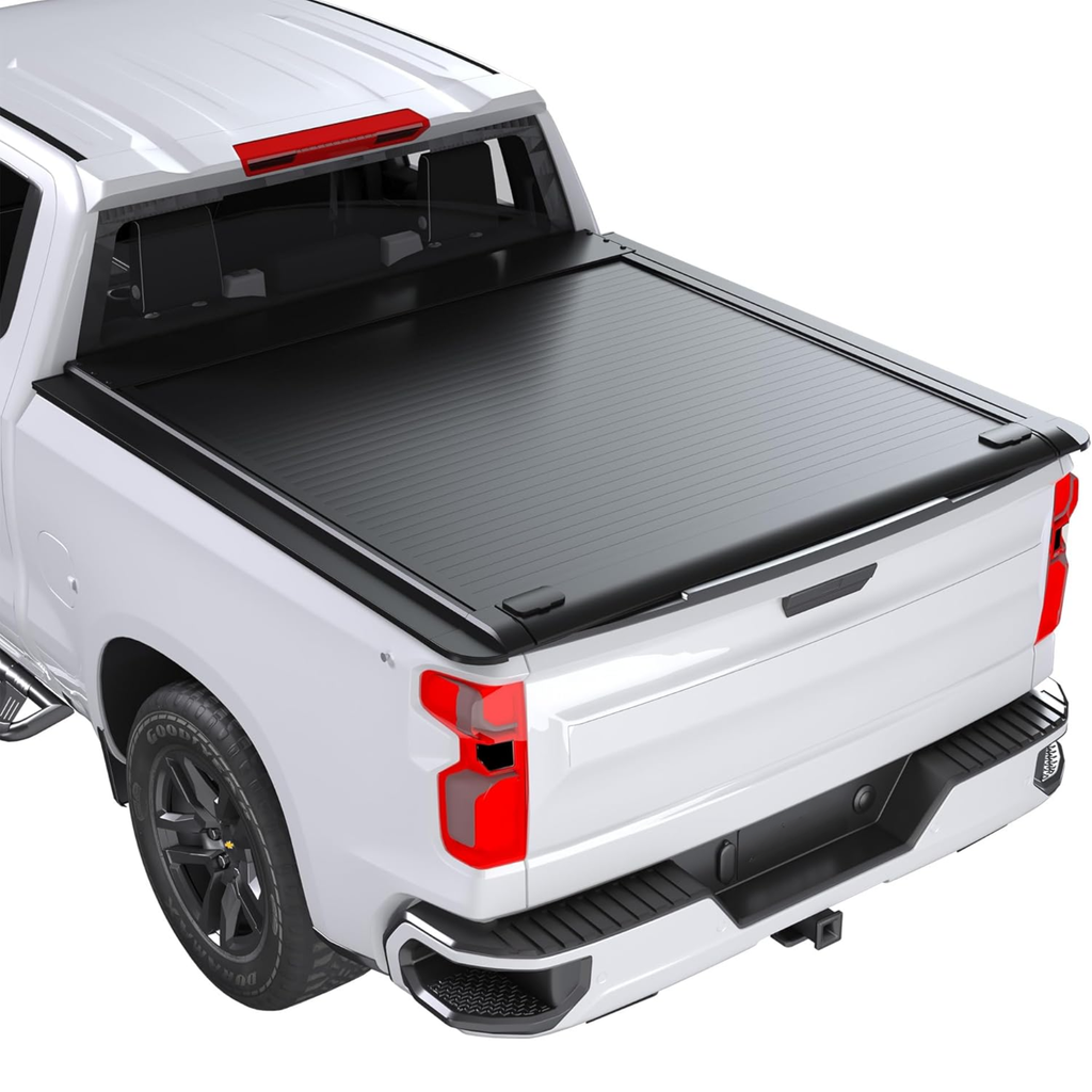 2015-2026 Chevy Silverado/GMC Sierra 1500 5.8FT Retractable Tonneau Cover with Key Lock & LED Light