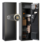 Biometric Gun Safe For Rifles And Pistols 12-15 Large Gun Cabinet with Fingerprint & Digital Keypad Adjustable Shelves